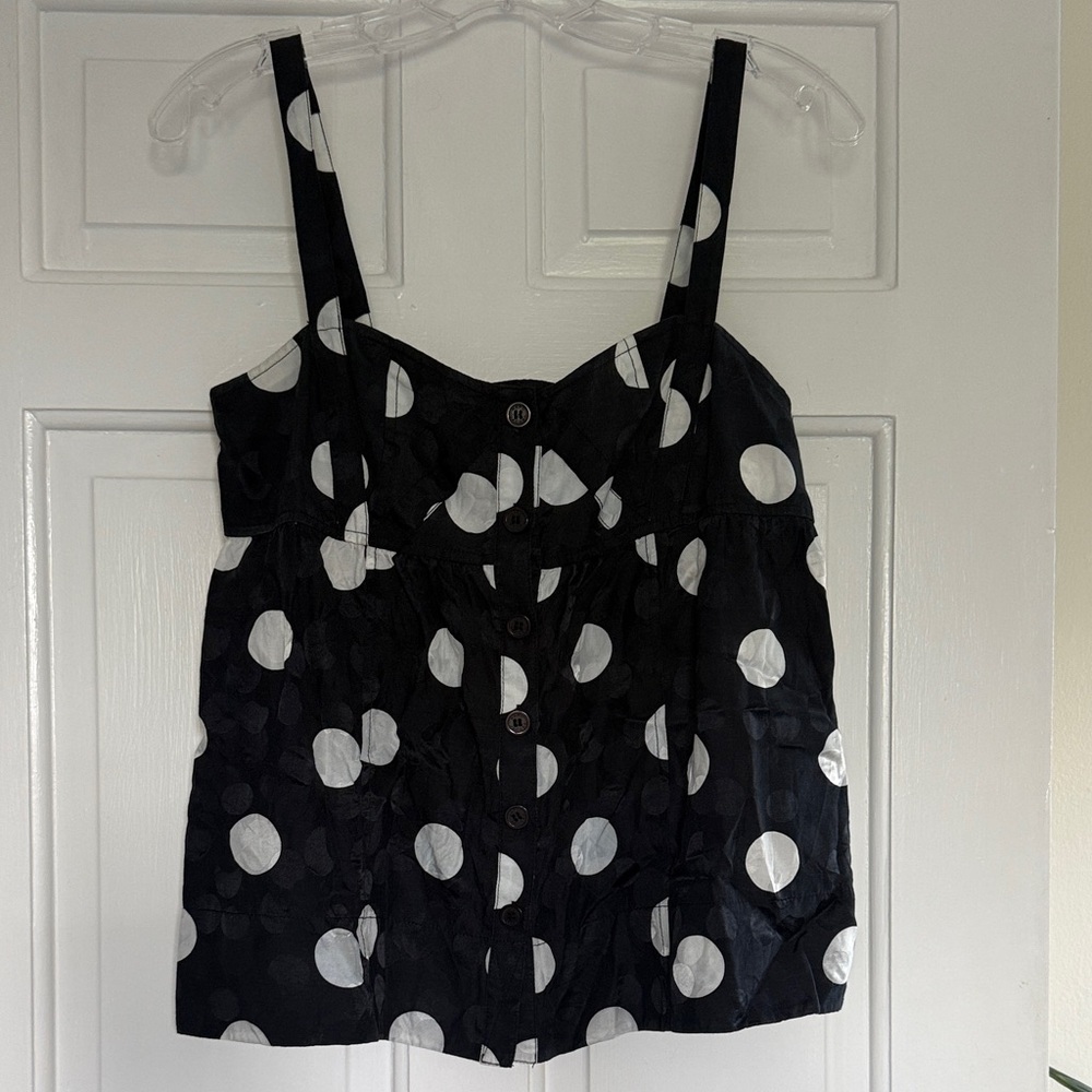 Polka Dot Navy and White Women's Top Fits like Size S